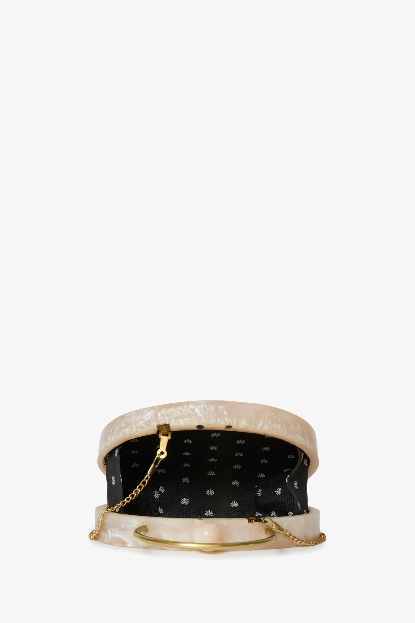 Trina Turk Ivory Pearl Oval Minaudiere