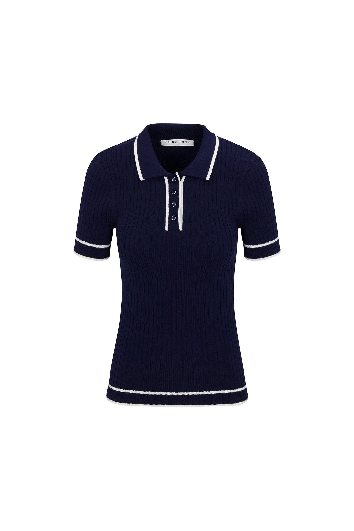 Trina Turk Stance Contrast Trim Short-Sleeve Polo