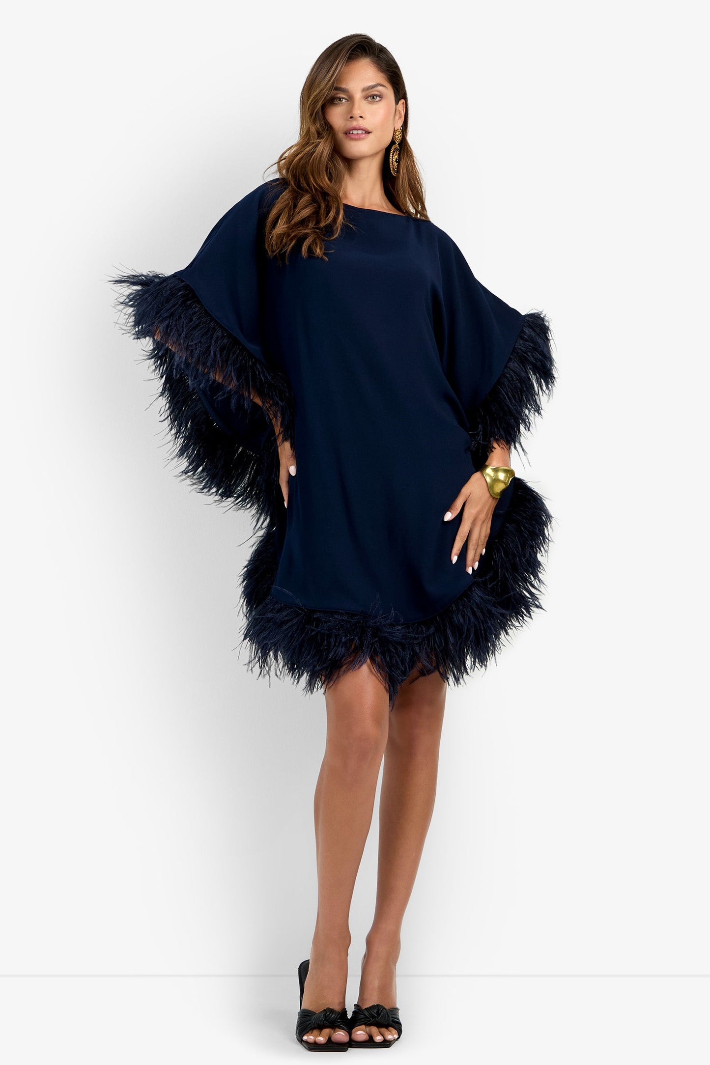 Trina Turk Mini Neena Fringe Caftan Dress