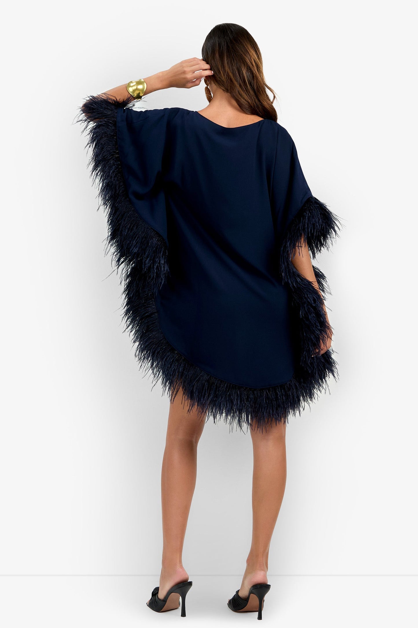 Trina Turk Mini Neena Fringe Caftan Dress
