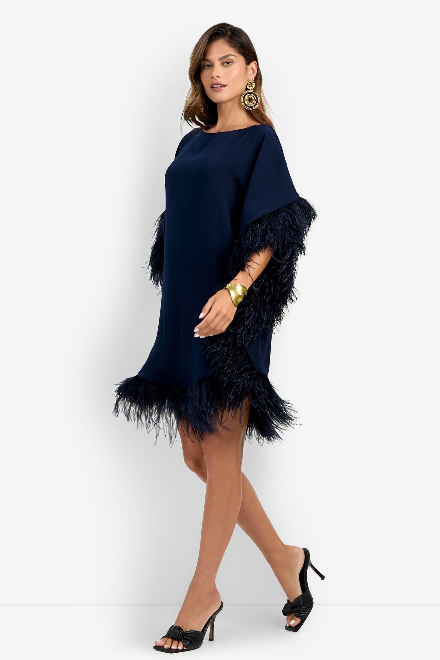 Trina Turk Mini Neena Fringe Caftan Dress