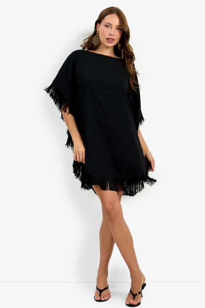 Trina Turk Mini Neena Fringe Caftan Dress