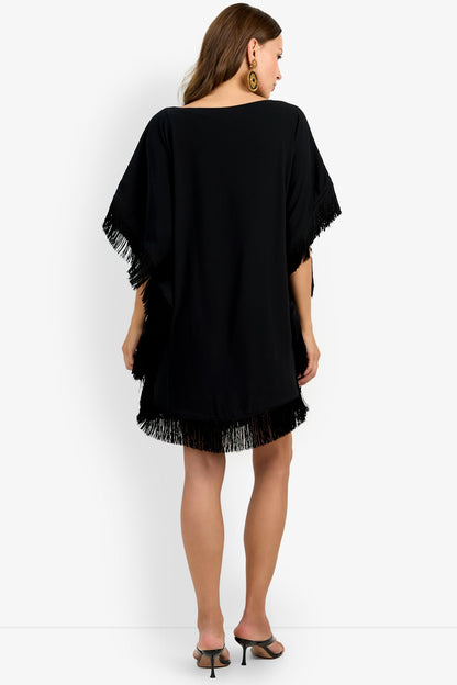 Trina Turk Mini Neena Fringe Caftan Dress