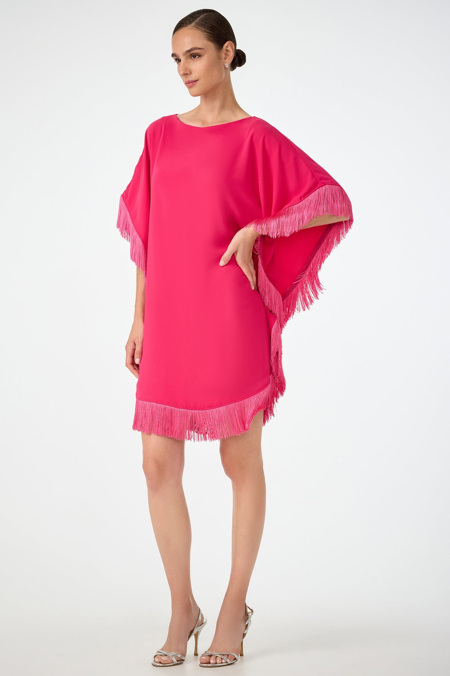 Trina Turk Mini Neena Fringe Caftan Dress