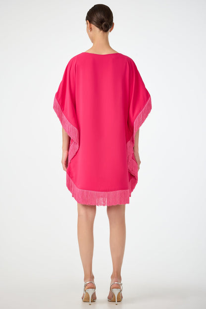 Trina Turk Mini Neena Fringe Caftan Dress