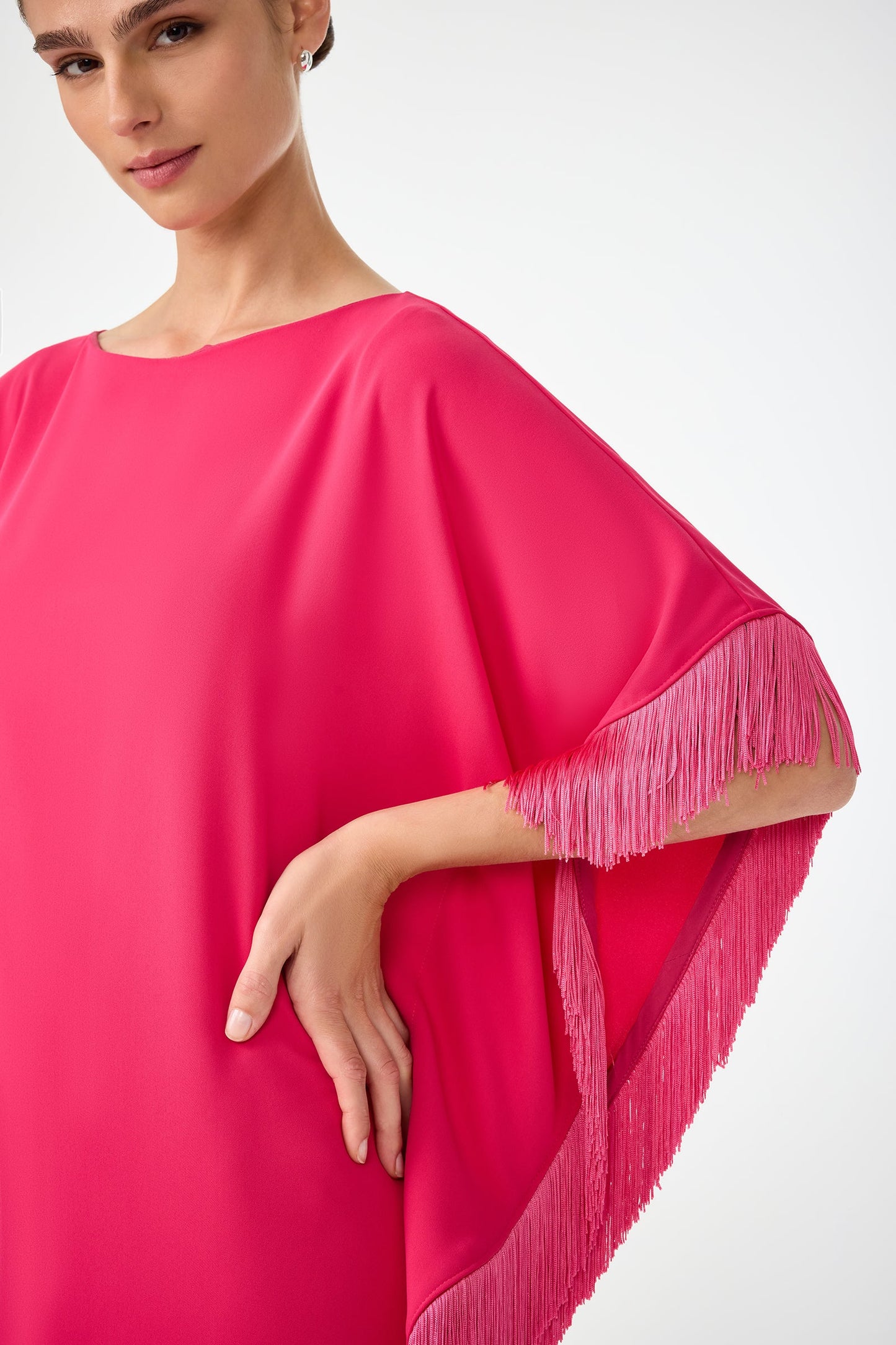 Trina Turk Mini Neena Fringe Caftan Dress