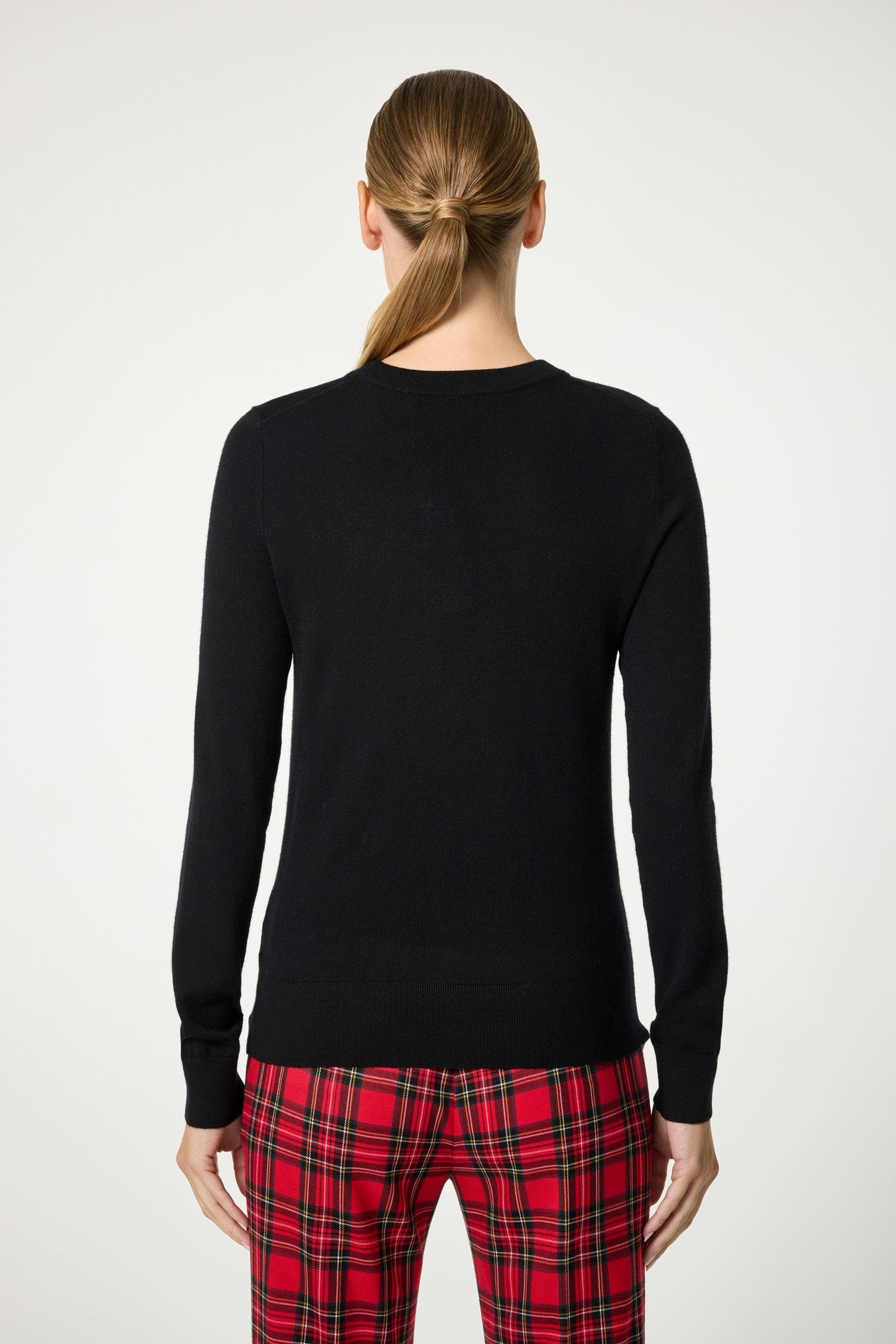 Trina Turk Plaid Heart Crewneck Sweater