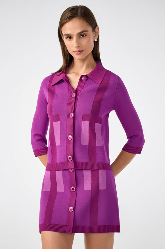 Trina Turk Gaia Trompe L'Oeil Knit Cardigan