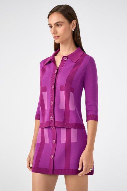 Trina Turk Gaia Trompe L'Oeil Knit Cardigan