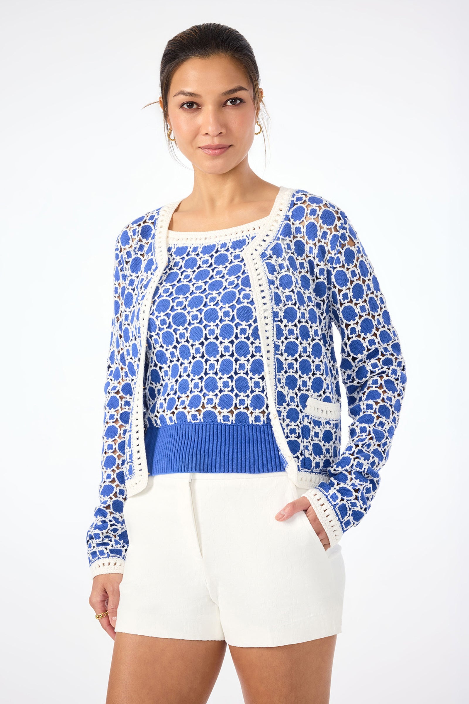Trina Turk Sinai Contrast Trim Knit Cardigan