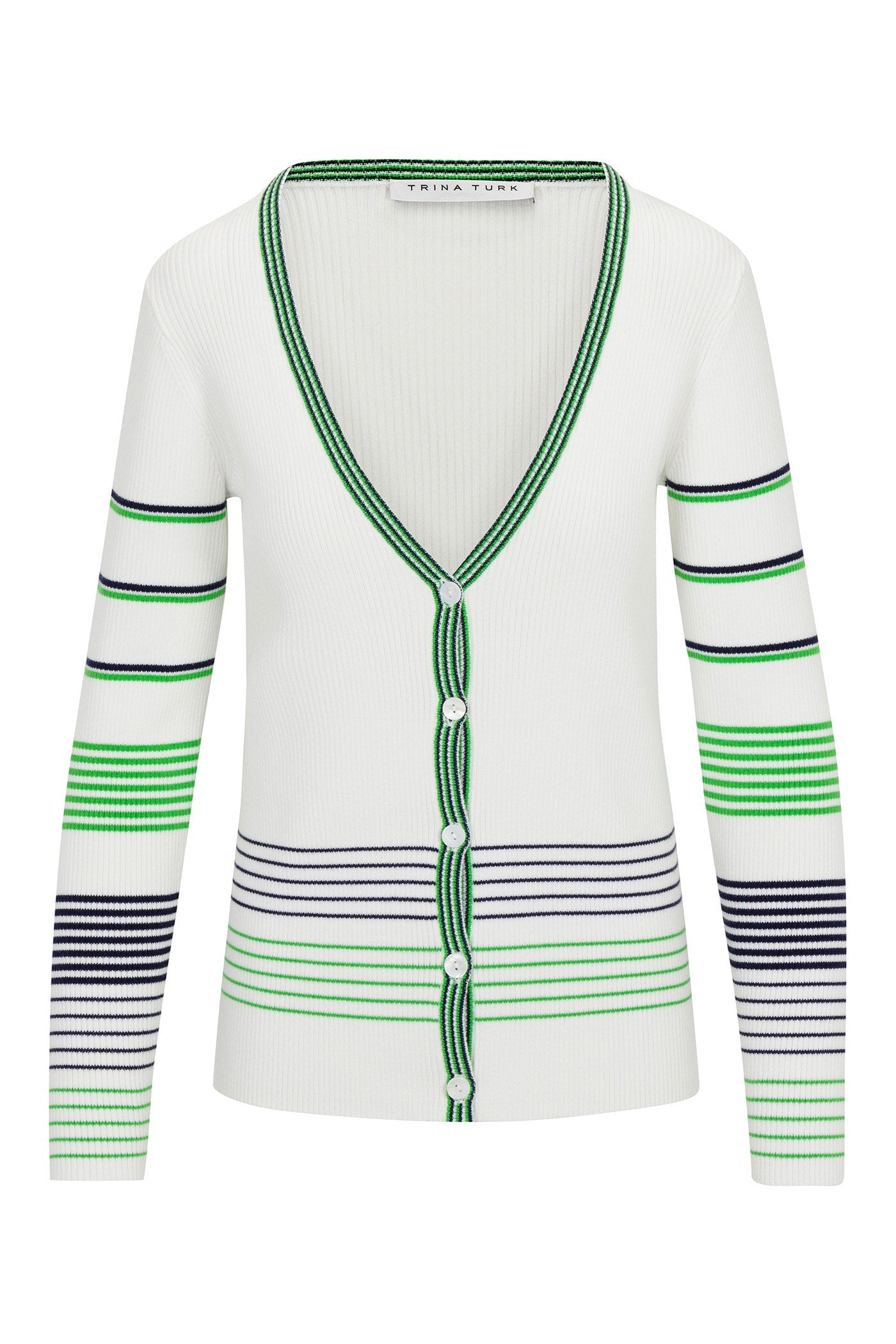 Trina Turk Leylah V-Neck Striped Cardigan