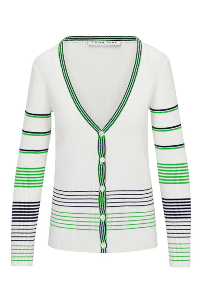 Trina Turk Leylah V-Neck Striped Cardigan
