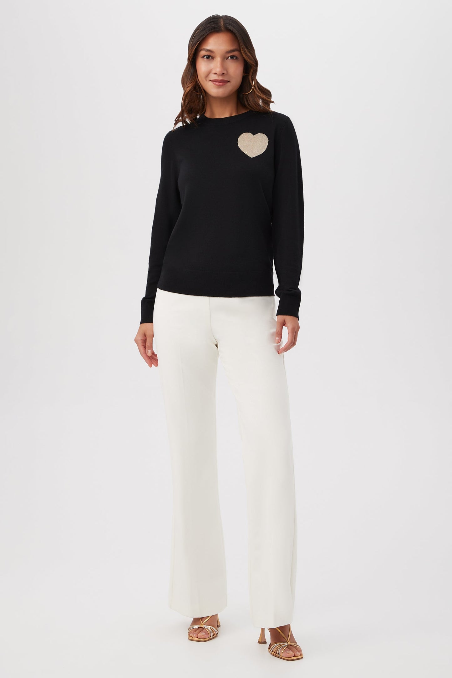 Trina Turk Gold Heart Merino Wool Crewneck Sweater