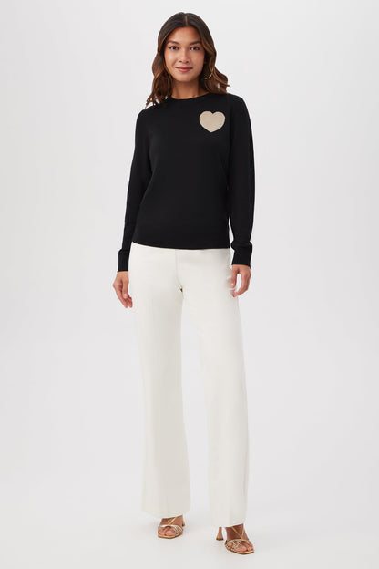 Trina Turk Gold Heart Merino Wool Crewneck Sweater