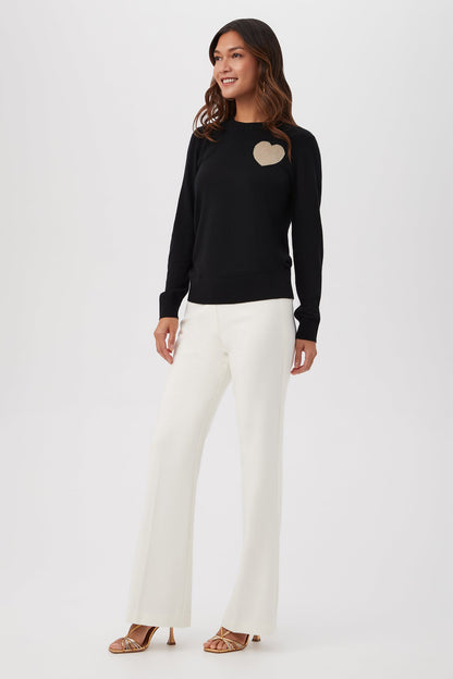 Trina Turk Gold Heart Merino Wool Crewneck Sweater
