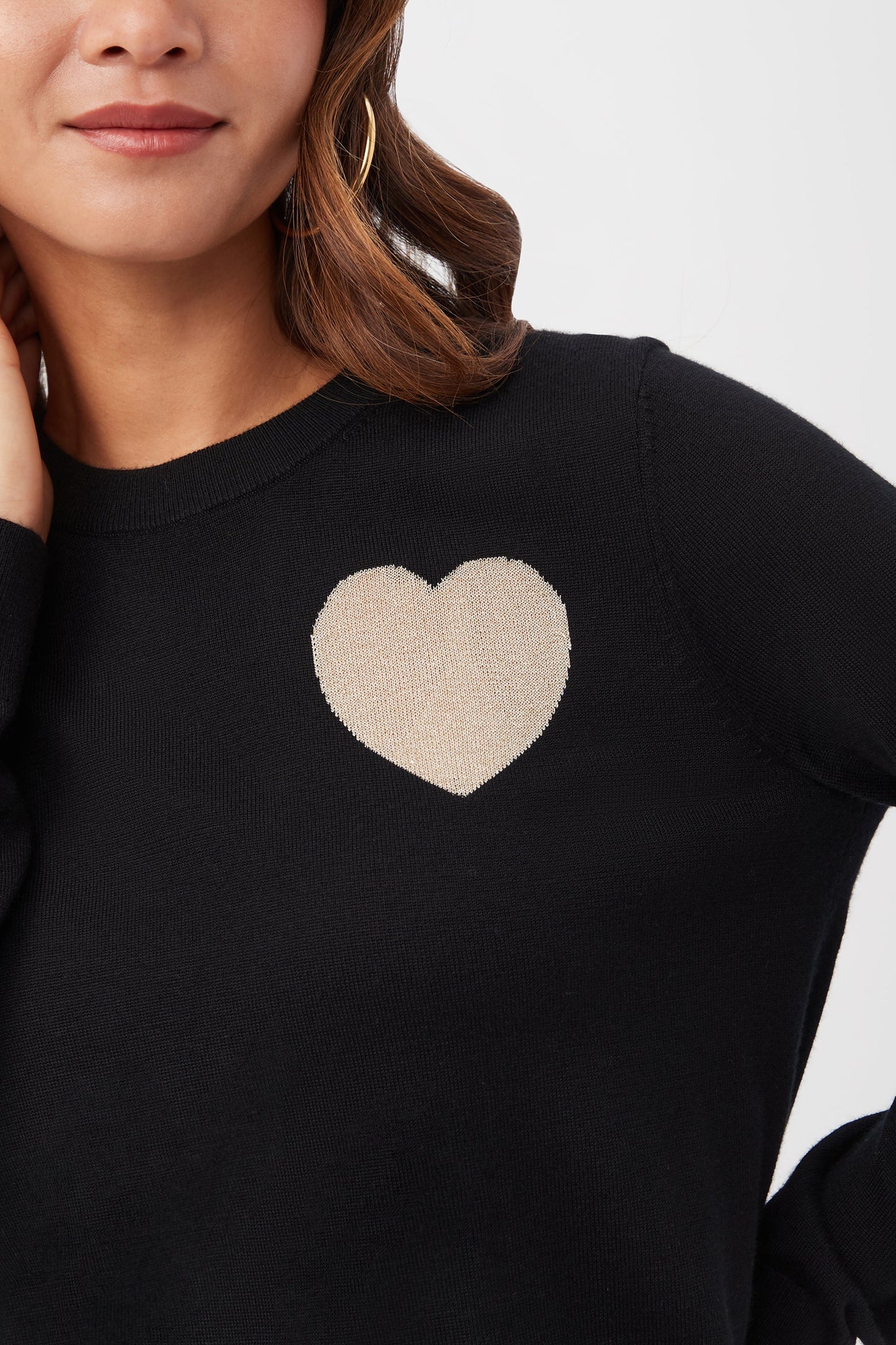 Trina Turk Gold Heart Merino Wool Crewneck Sweater