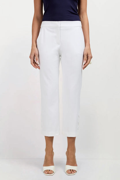 Trina Turk Ore Button-Hem Cropped Pant