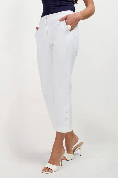 Trina Turk Ore Button-Hem Cropped Pant