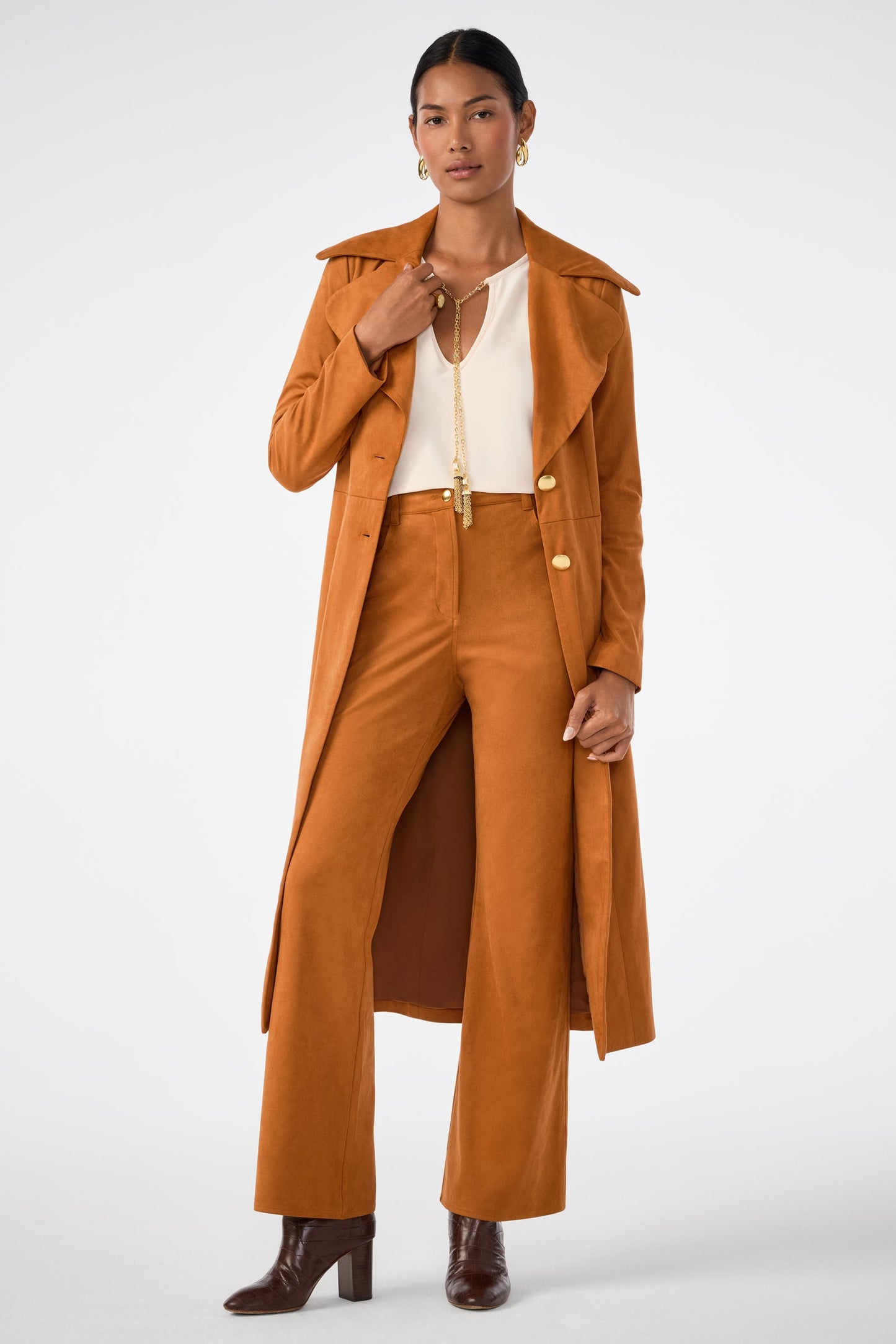 Trina Turk Starflower Suede Coat