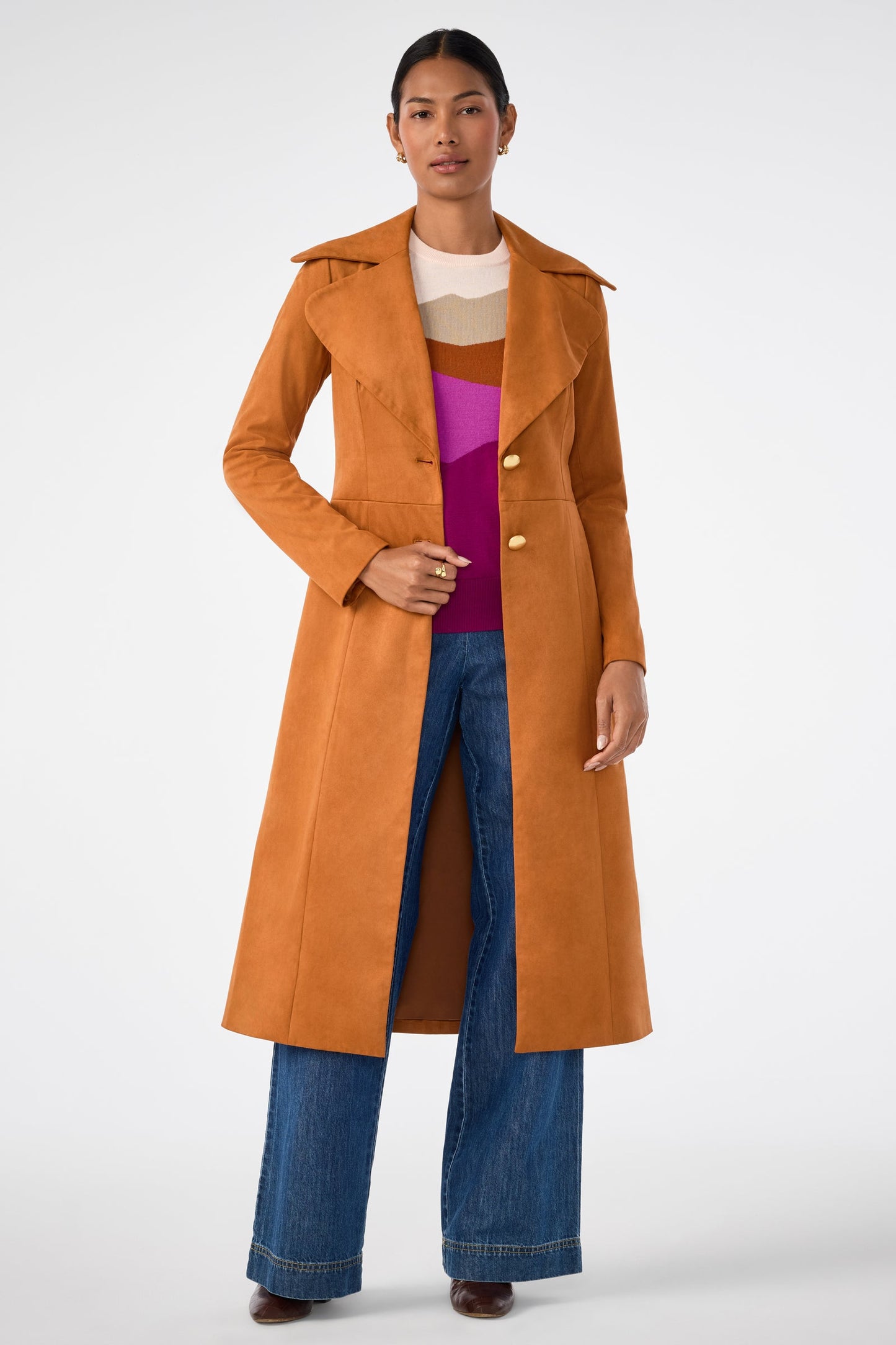 Trina Turk Starflower Suede Coat
