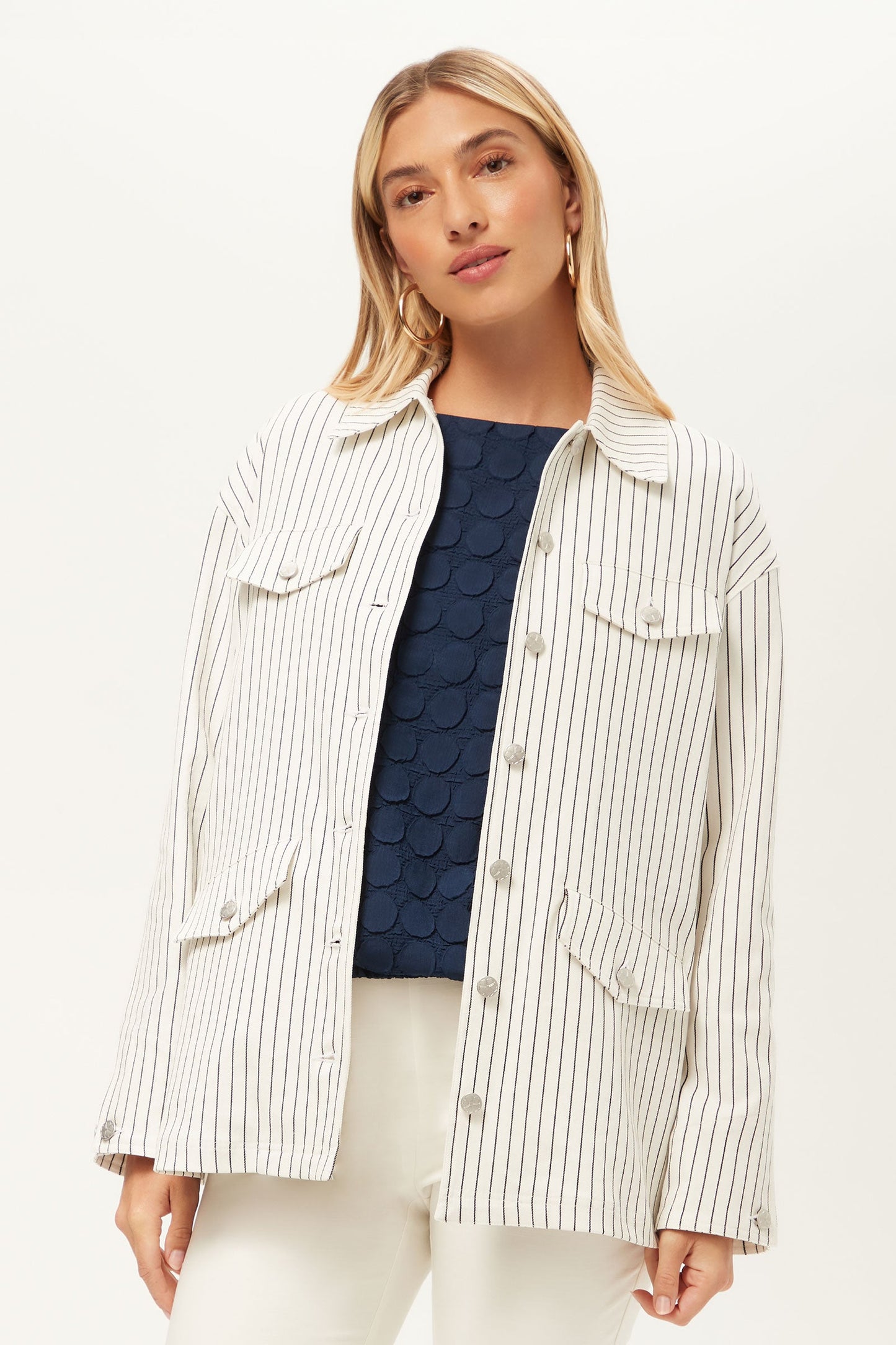 Trina Turk The Game Four-Pocket Jacket - Seles Stripe
