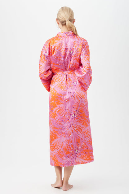 Trina Turk FUJI MUMS SILK LONG BAND ROBE