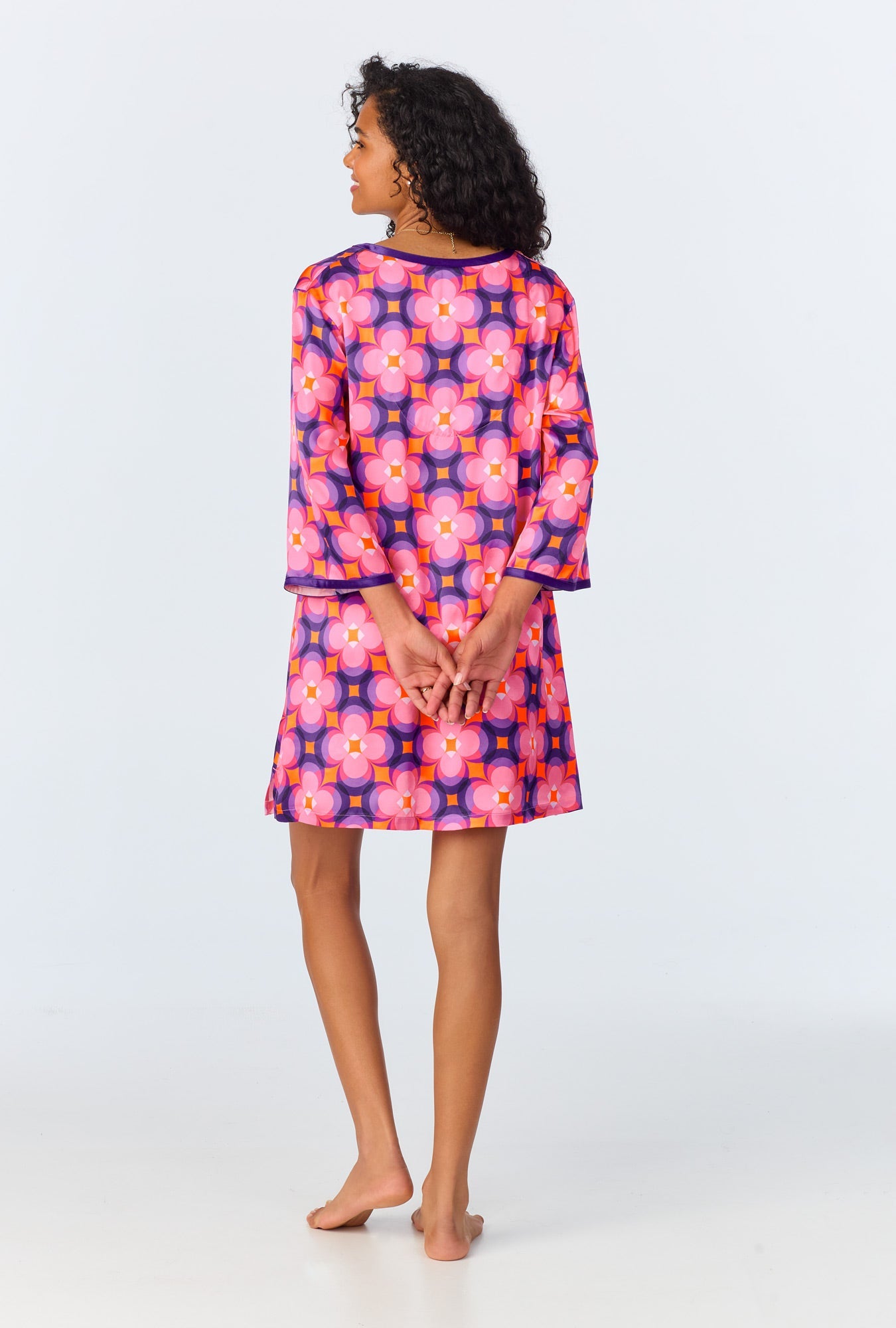 Trina Turk SPACE CAT SILK SLEEPSHIRT