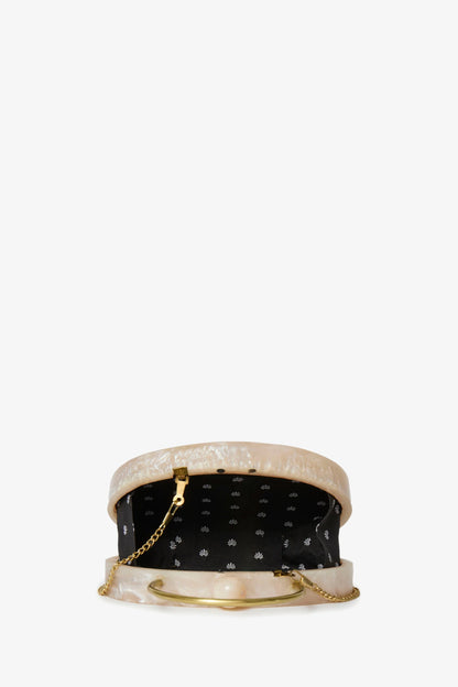 Trina Turk Ivory Pearl Oval Minaudiere