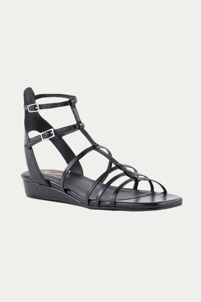 Trina Turk Seychelles Luxurious Wedge Sandal - Black Leather