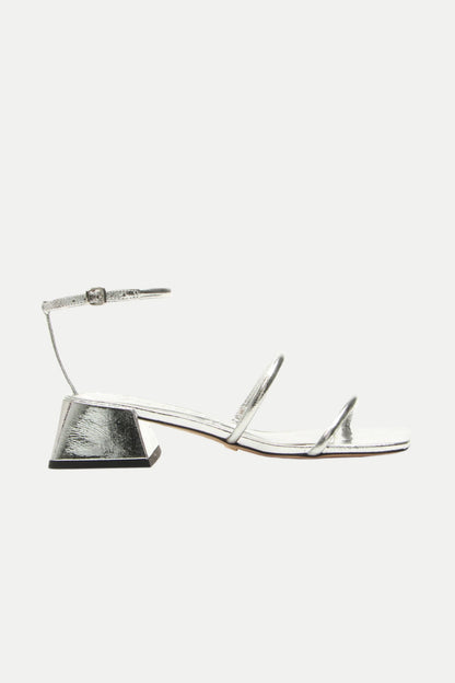 Trina Turk Burano Silver Strappy Heeled Sandal
