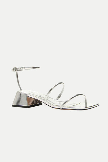 Trina Turk Burano Silver Strappy Heeled Sandal
