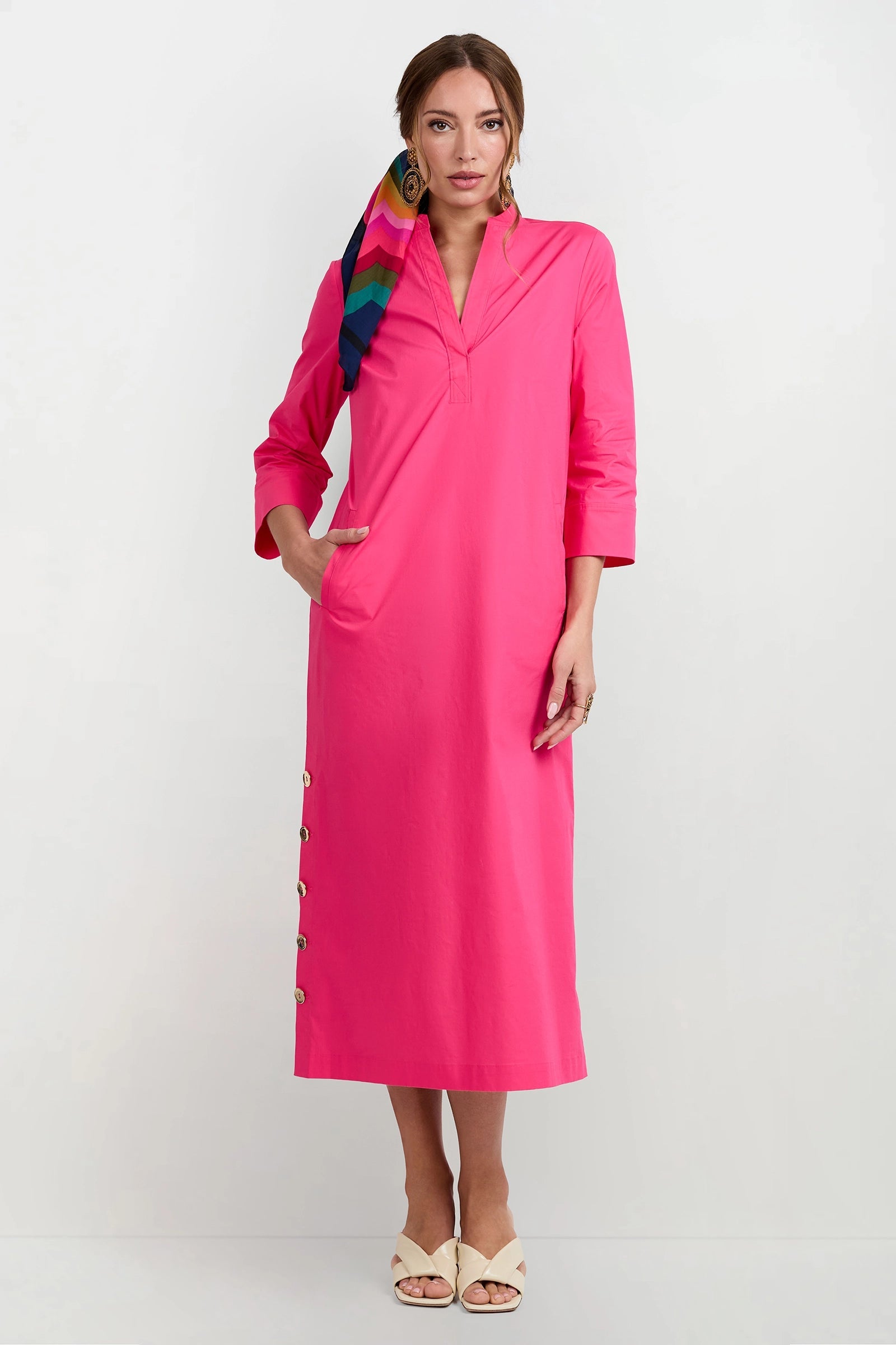 Trina Turk Capella Mandarin Collar Maxi Dress