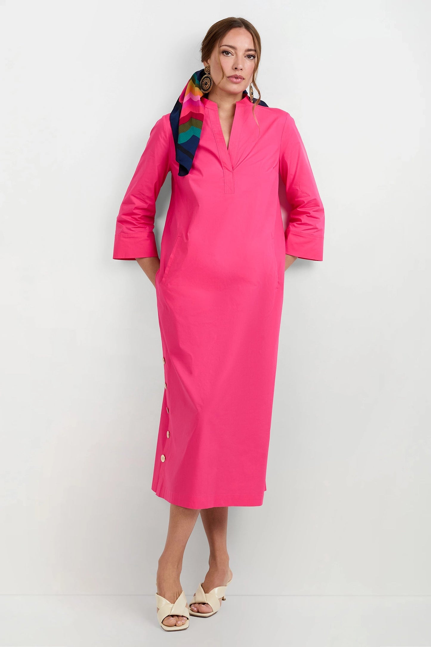 Trina Turk Capella Mandarin Collar Maxi Dress