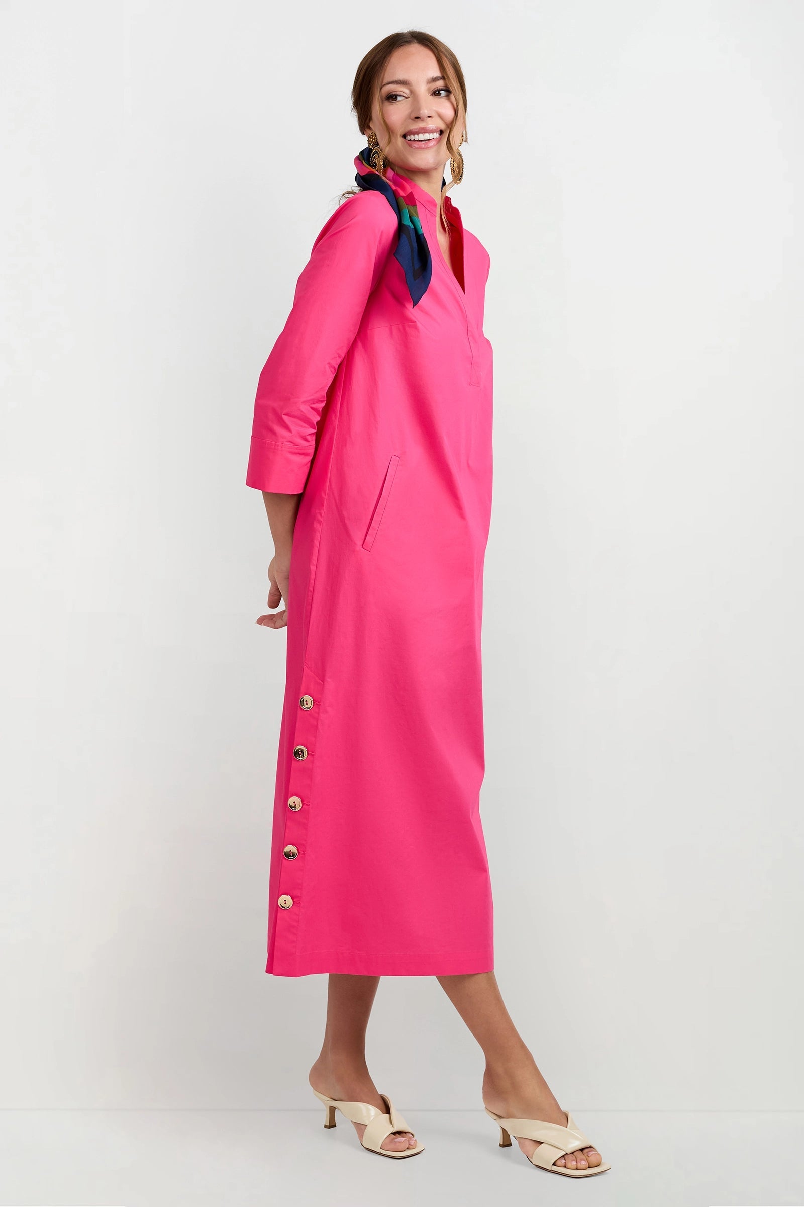 Trina Turk Capella Mandarin Collar Maxi Dress