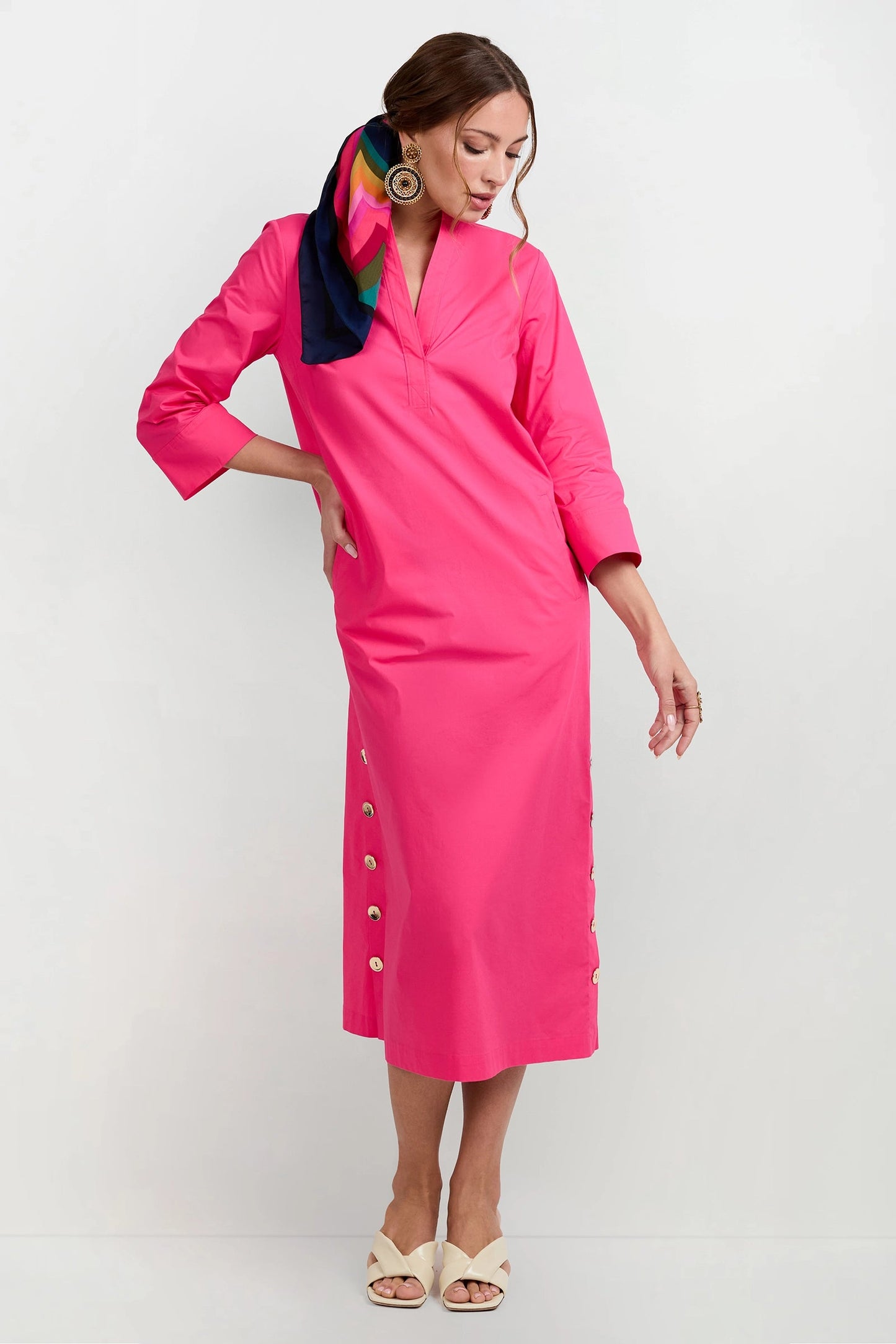 Trina Turk Capella Mandarin Collar Maxi Dress