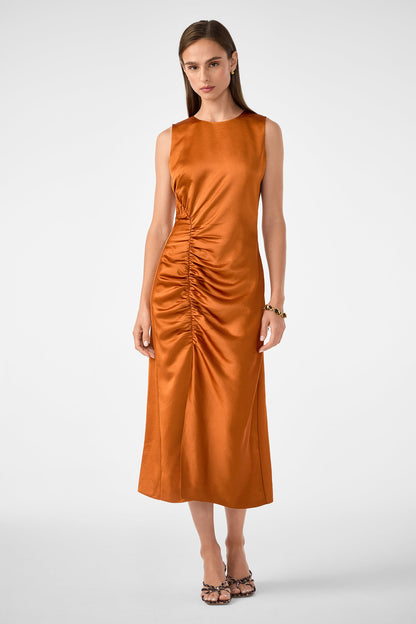 Trina Turk Chestnut Ruched Midi Dress
