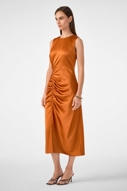 Trina Turk Chestnut Ruched Midi Dress