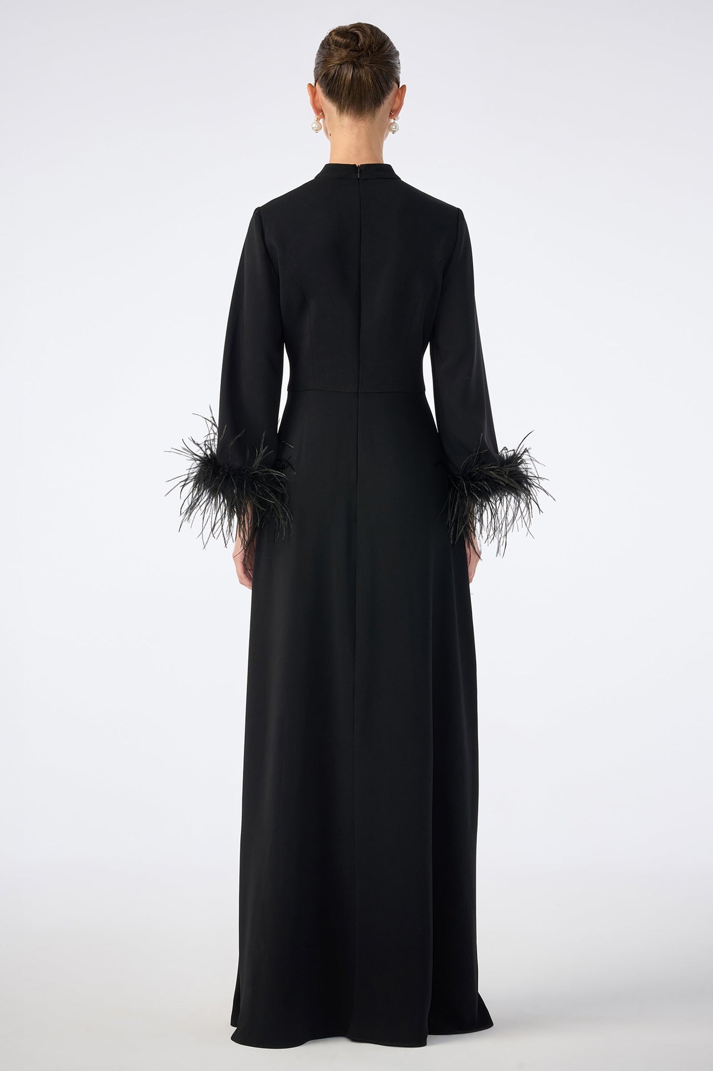 Trina Turk Montmarte Feather-Cuff Maxi Dress