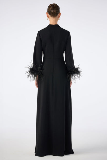 Trina Turk Montmarte Feather-Cuff Maxi Dress