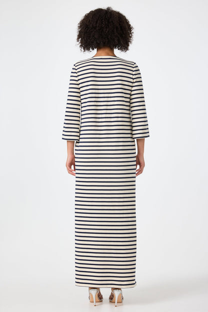 Trina Turk Catamaran 3/4 Sleeve Maxi Dress - Noh Nightfall Stripe
