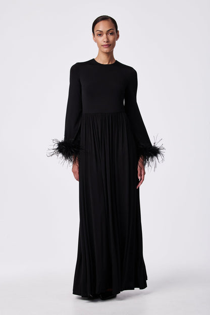 Trina Turk Orla Feather-Cuff Maxi Dress