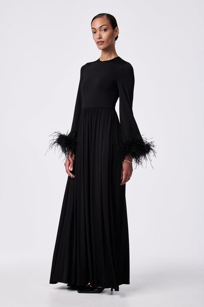 Trina Turk Orla Feather-Cuff Maxi Dress