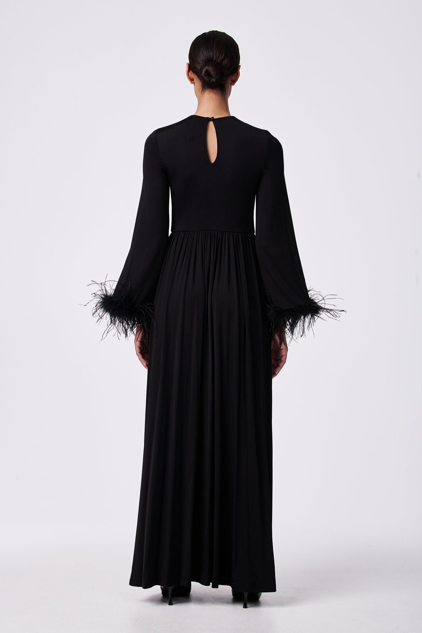Trina Turk Orla Feather-Cuff Maxi Dress