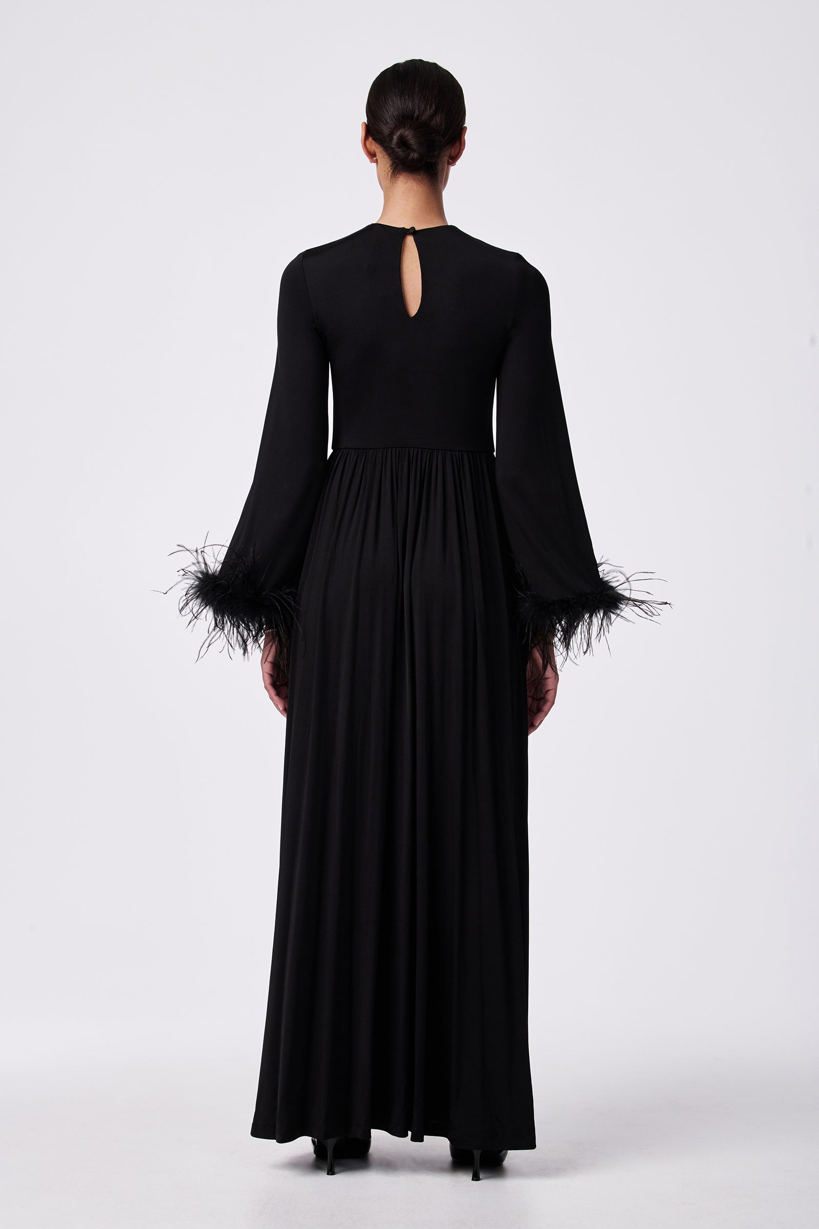 Trina Turk Orla Feather-Cuff Maxi Dress