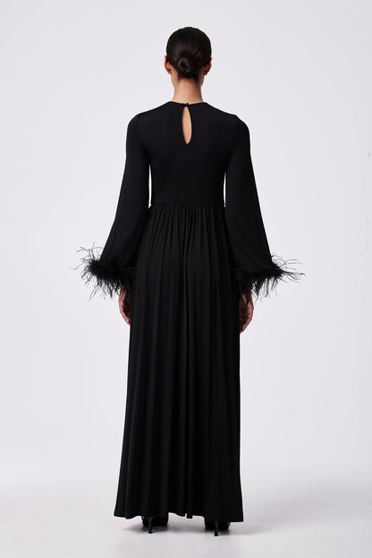 Trina Turk Orla Feather-Cuff Maxi Dress