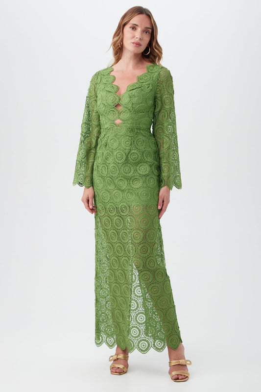 Trina Turk Pahala Long-Sleeve Lace Maxi Dress