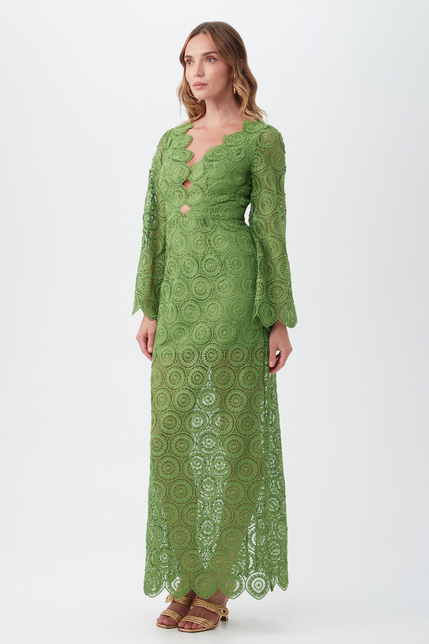 Trina Turk Pahala Long-Sleeve Lace Maxi Dress