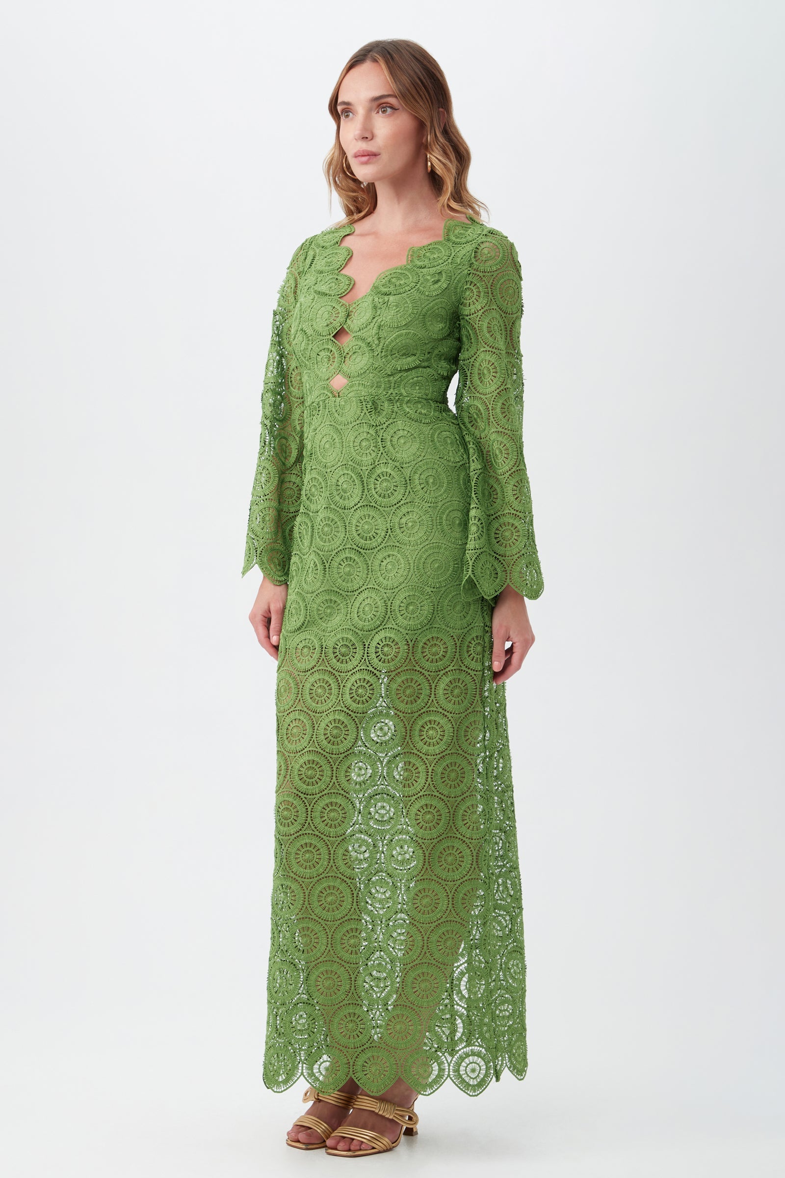Trina Turk Pahala Long-Sleeve Lace Maxi Dress