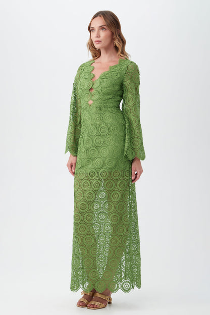 Trina Turk Pahala Long-Sleeve Lace Maxi Dress