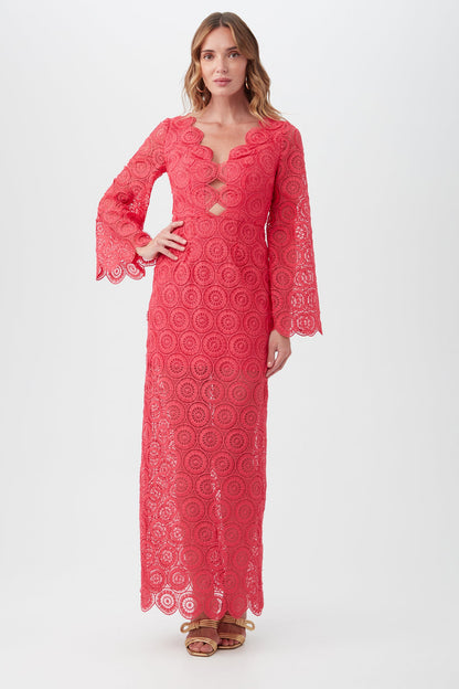 Trina Turk Pahala Long-Sleeve Lace Maxi Dress
